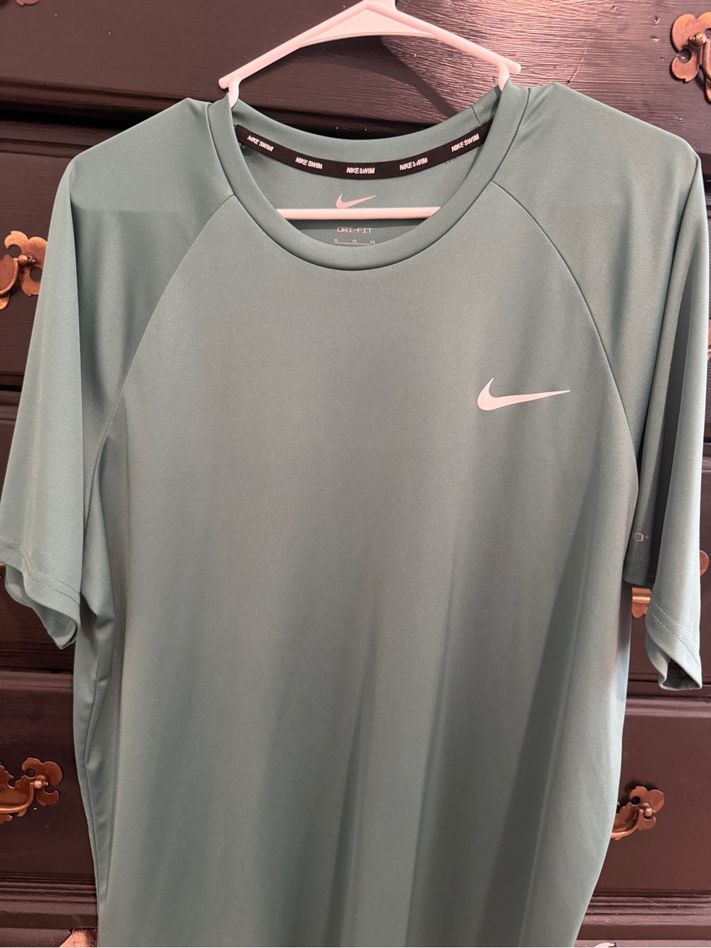 Nike Men’s Short Sleeve Dri-FIT Tee in Sage Green with White Swoosh